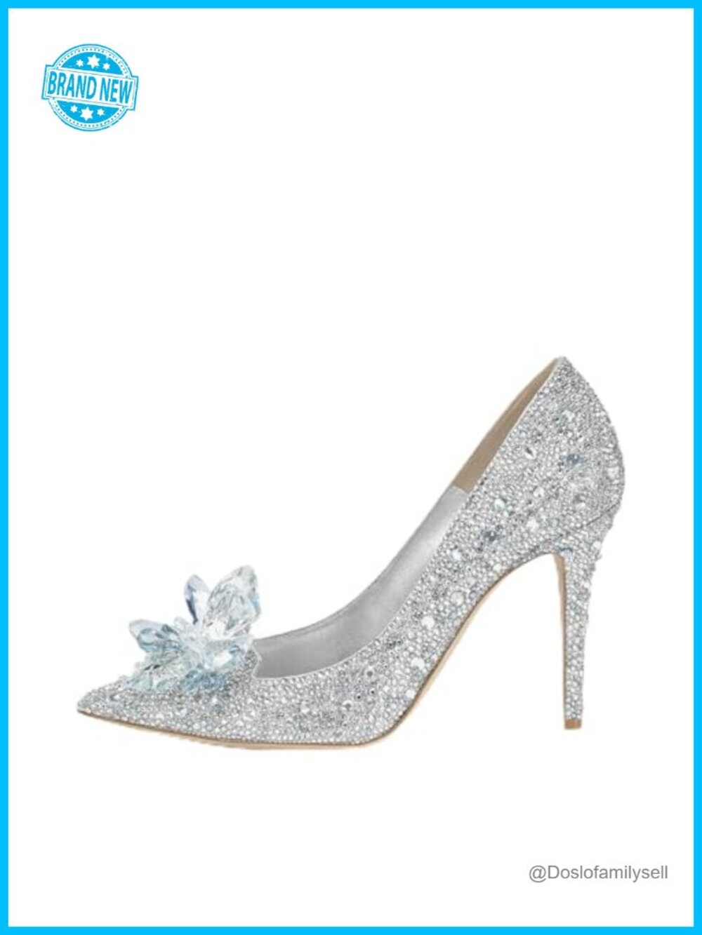 Crystal Rhinestone Pointed Toe Stiletto High Heel Pumps Wedding Shoes